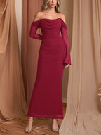 Off-shoulder Ruched Mermaid Maxi Dress (17)