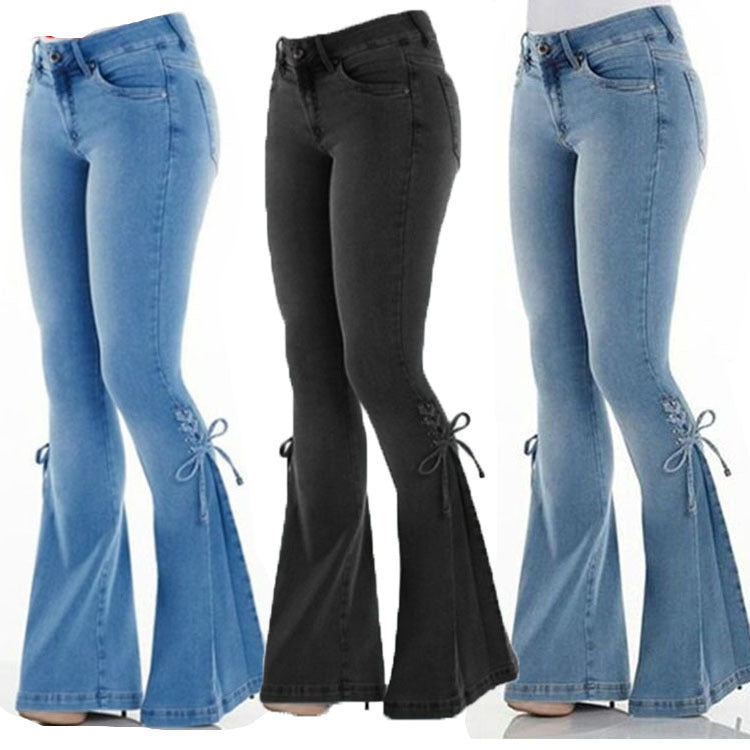 Jeans Mid-waisted Denim Trousers Stretch photo 1