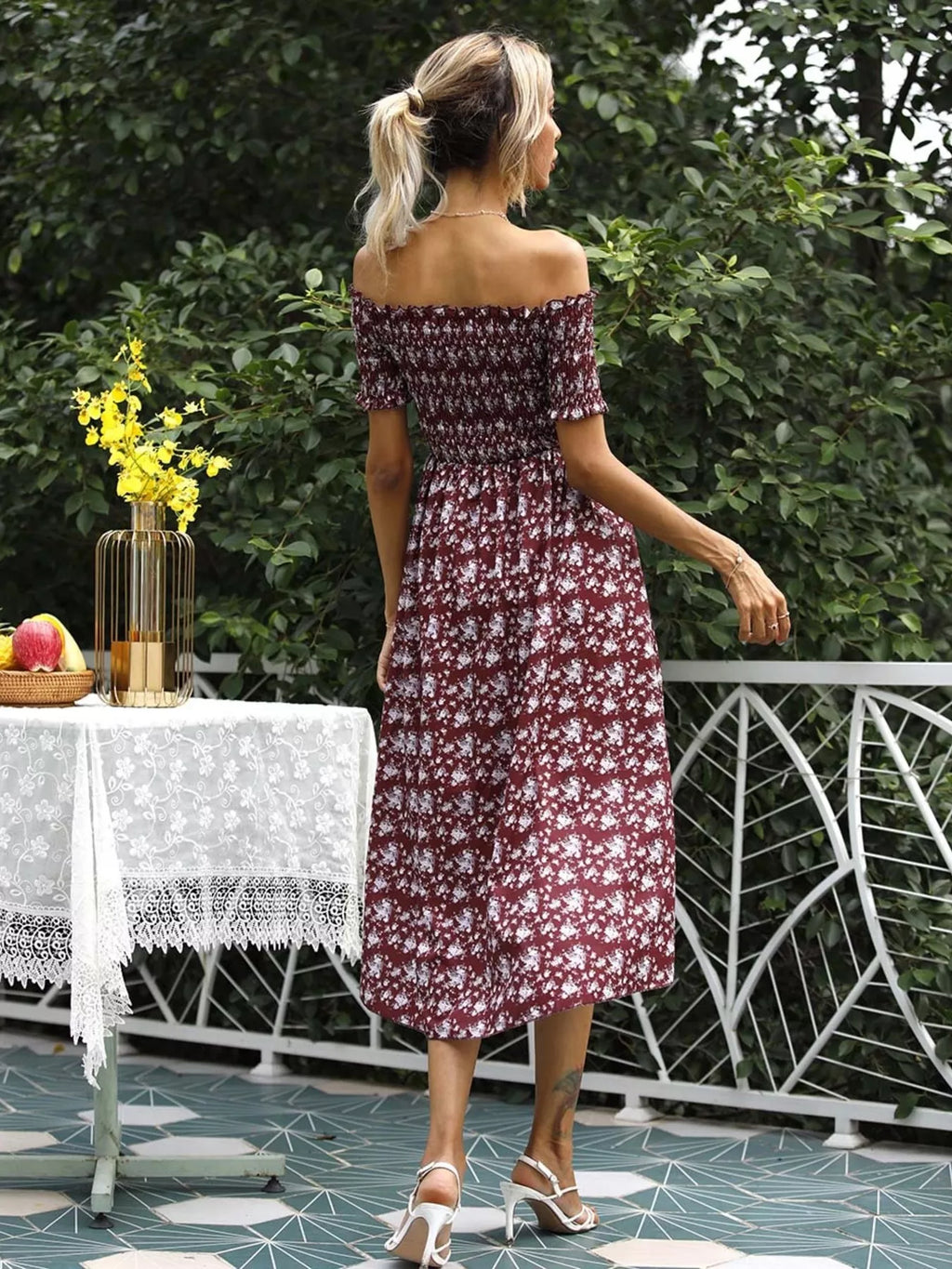 Off Shoulder Floral Slit Dress (13)