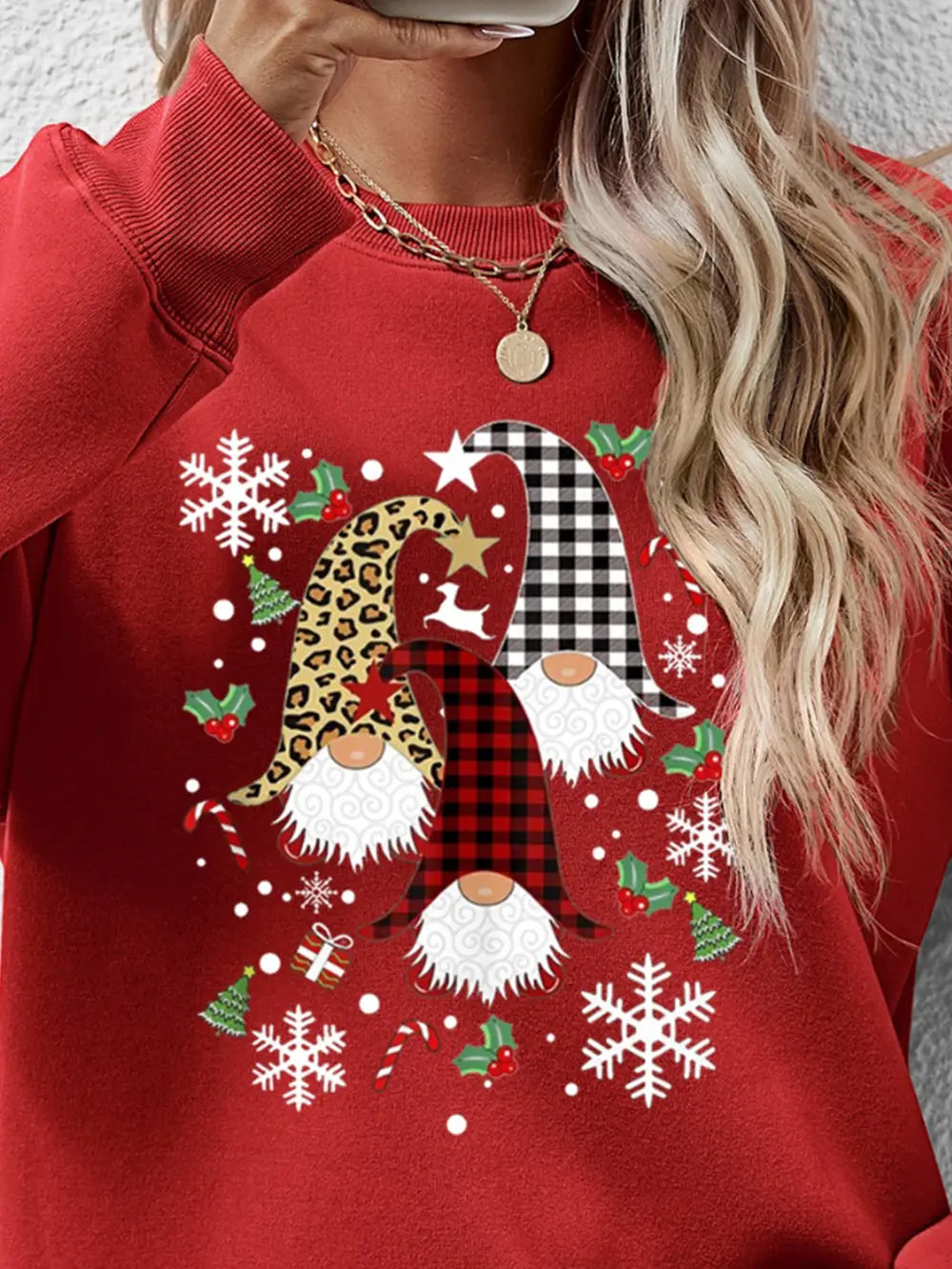 Faceless Gnomes Graphic Drop Shoulder Sweatshirt (8)