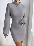 Turtleneck Ribbed Knit Sweater Dress (12)