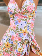 Twisted Front Crisscross Double Spaghetti Strap One-piece (9)