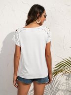 Spliced Lace Cold-shoulder Blouse (9)