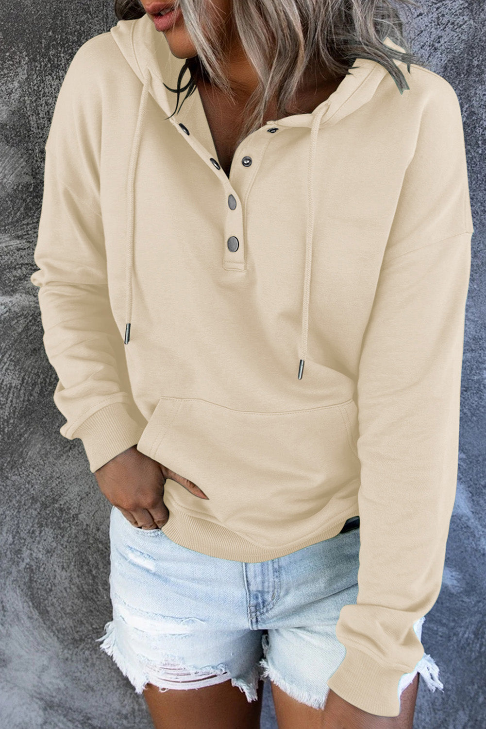 Dropped Shoulder Long Sleeve Hoodie Pocket (26)