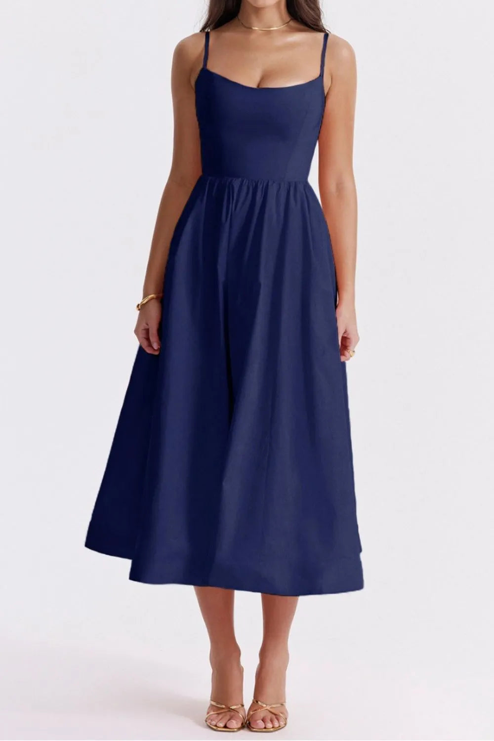 Floral Print Spaghetti Strap Midi Dress (20)