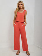 Square Neck Tank Wide Leg Pants Set (4)