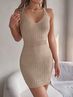 V-neck Wide Strap Sweater Dress (4)