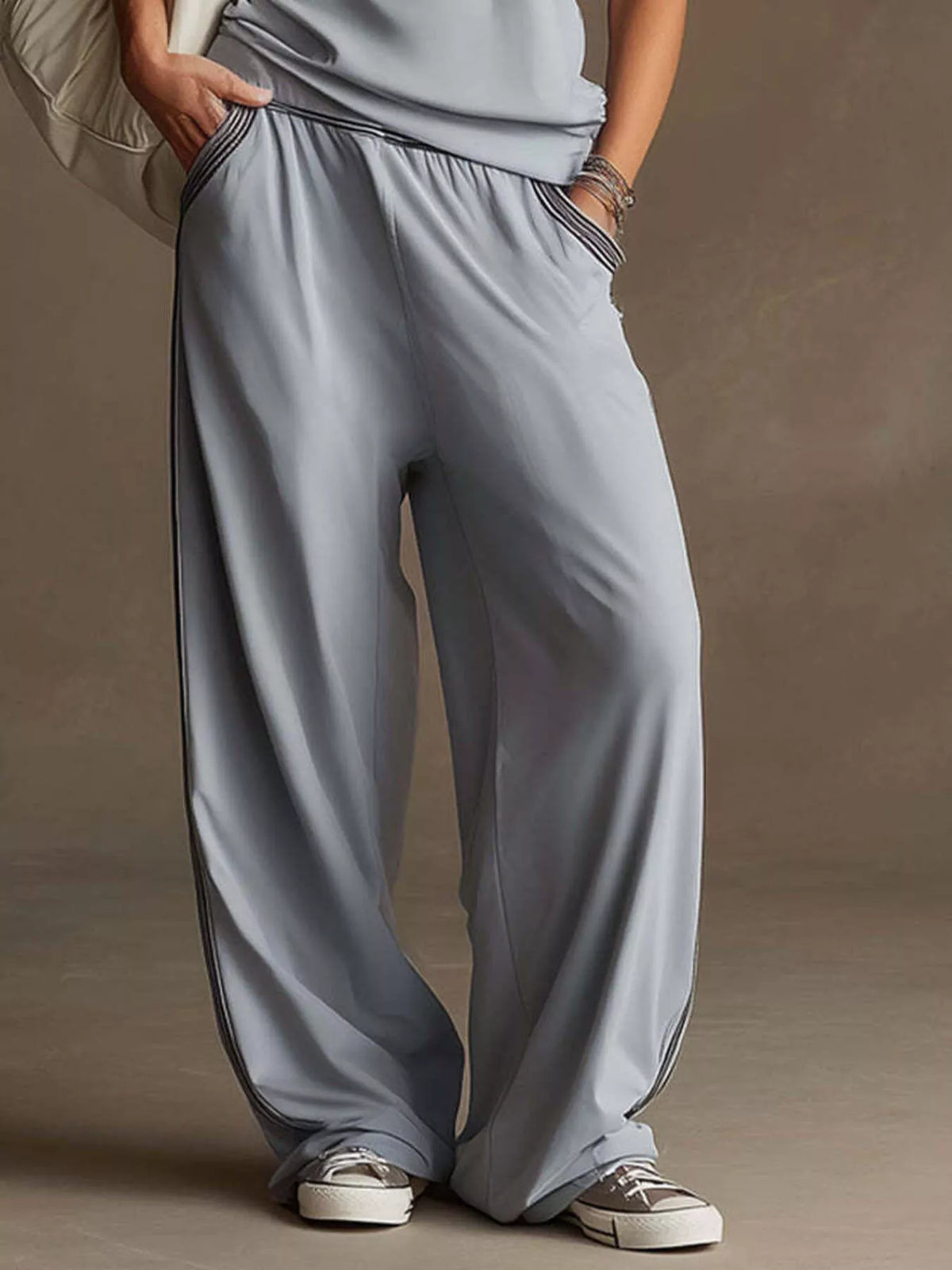 Sleeveless V-neck Tank Wide-leg Pants Set (3)