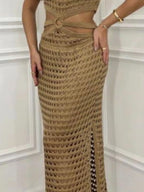 Cutout Slit Round Neck Sweater Dress (12)