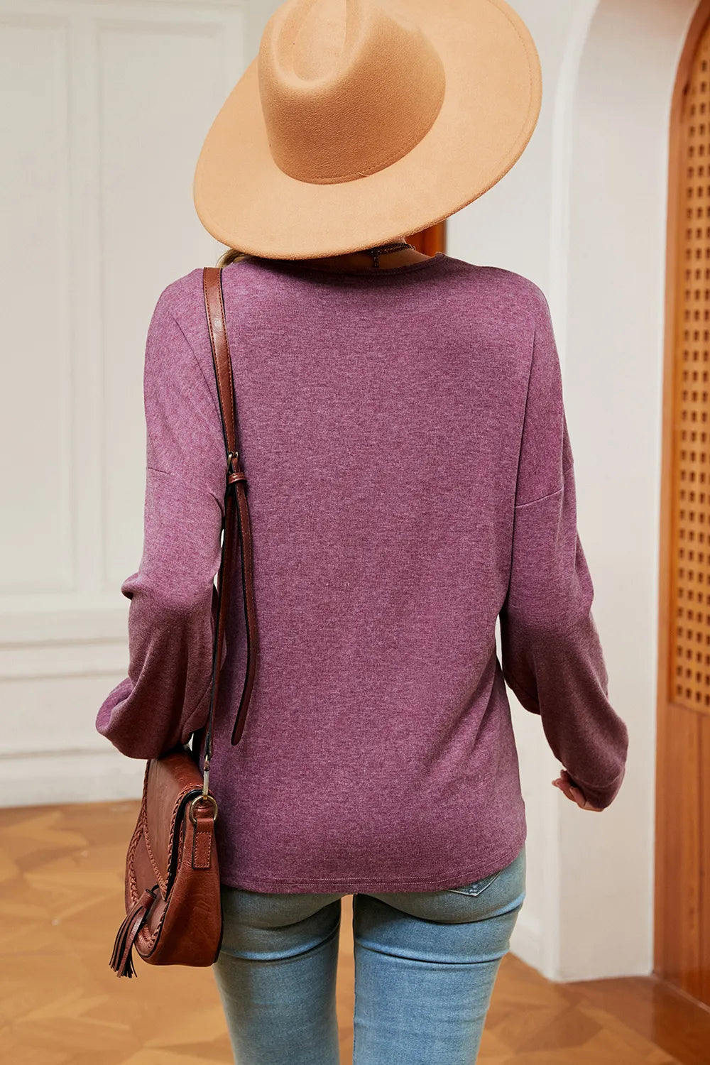 V-neck Dropped Shoulder T-shirt (16)