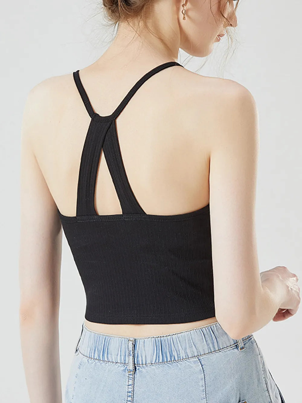 Grecian Neck Cropped Tank Chest Pads (2)