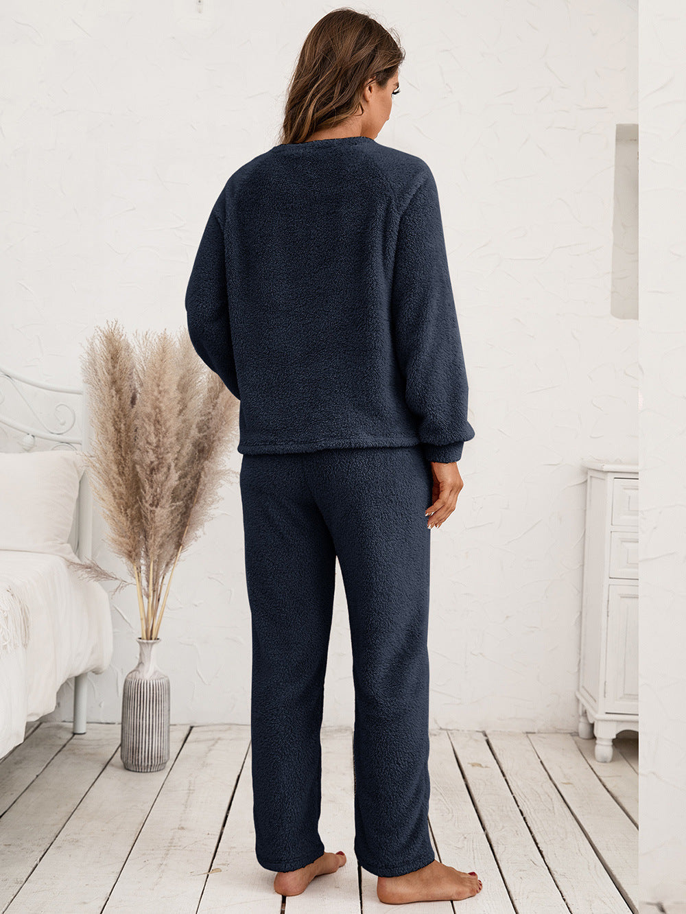 Teddy Long Sleeve Top Pants Lounge Set (6)