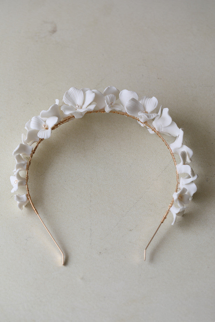Bridal Simple Ceramic Flower Headband photo 1