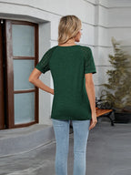 Round Neck Lace Short Sleeve T-shirt (10)