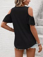 Cold Shoulder V-neck T-shirt (6)