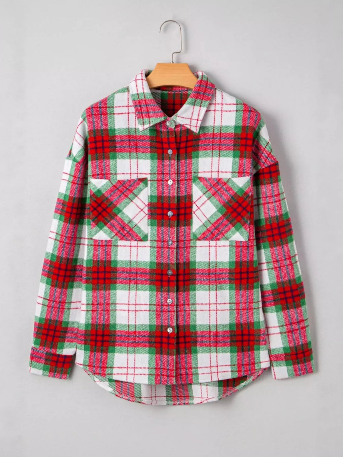 Plaid Button-down Long Sleeve Shacket (3)