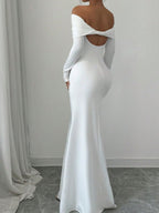 Off-shoulder Ruched Bodycon Maxi Dress (2)