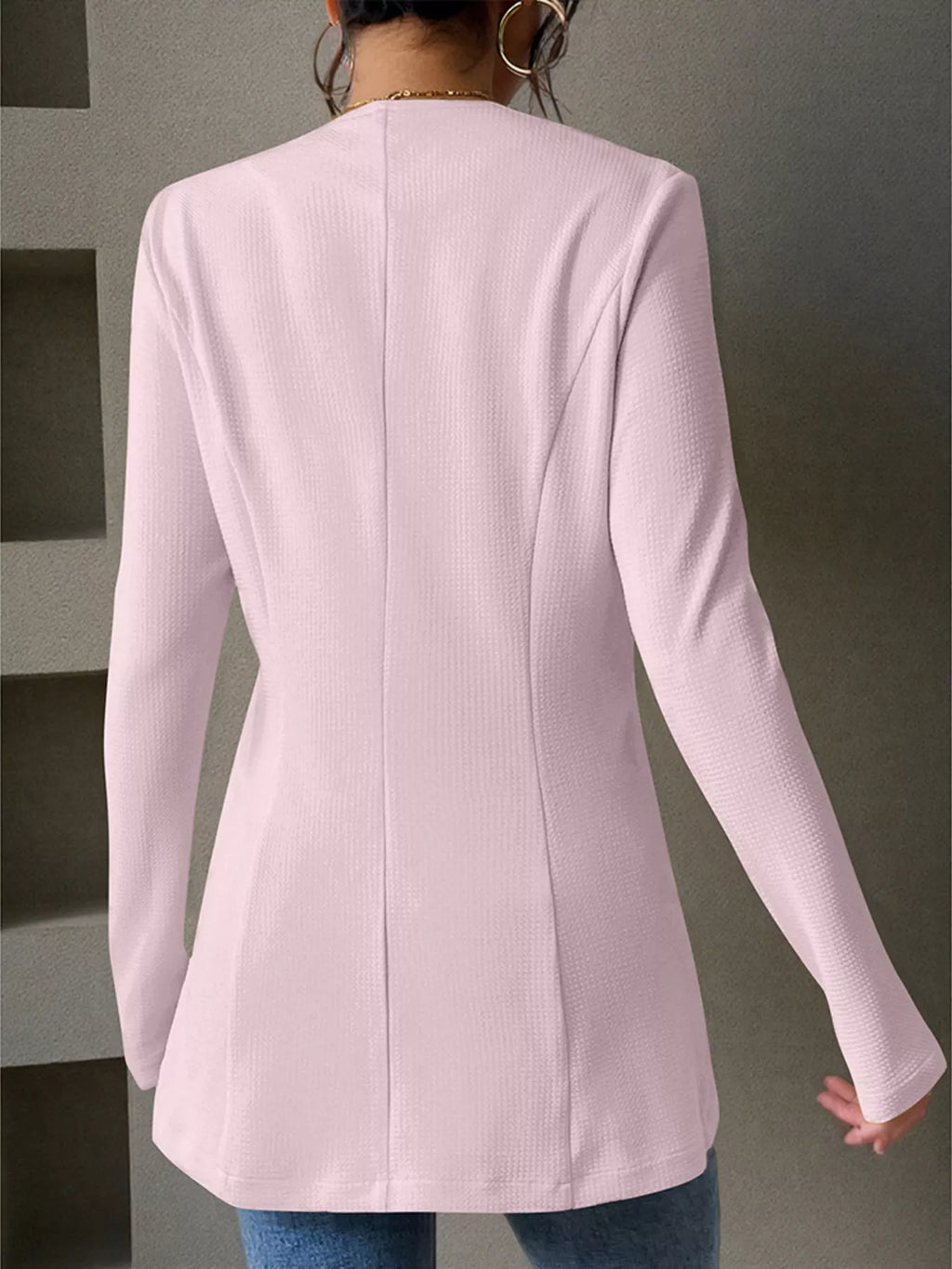 One Button Long Sleeve Blazer (13)