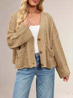 Cable Knit Button-down Cardigan (17)
