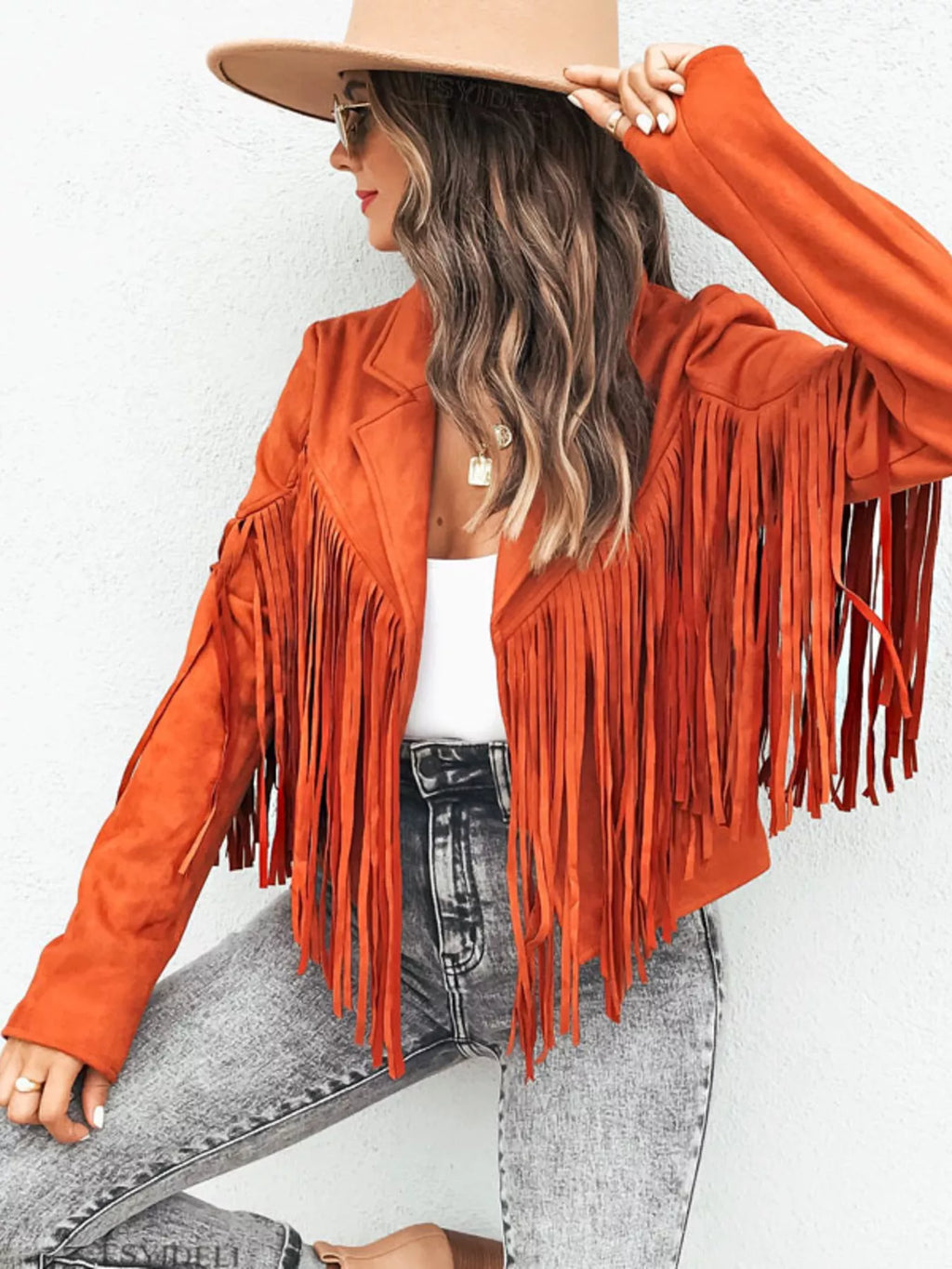 Fringe Open Front Cropped Jacket (9)