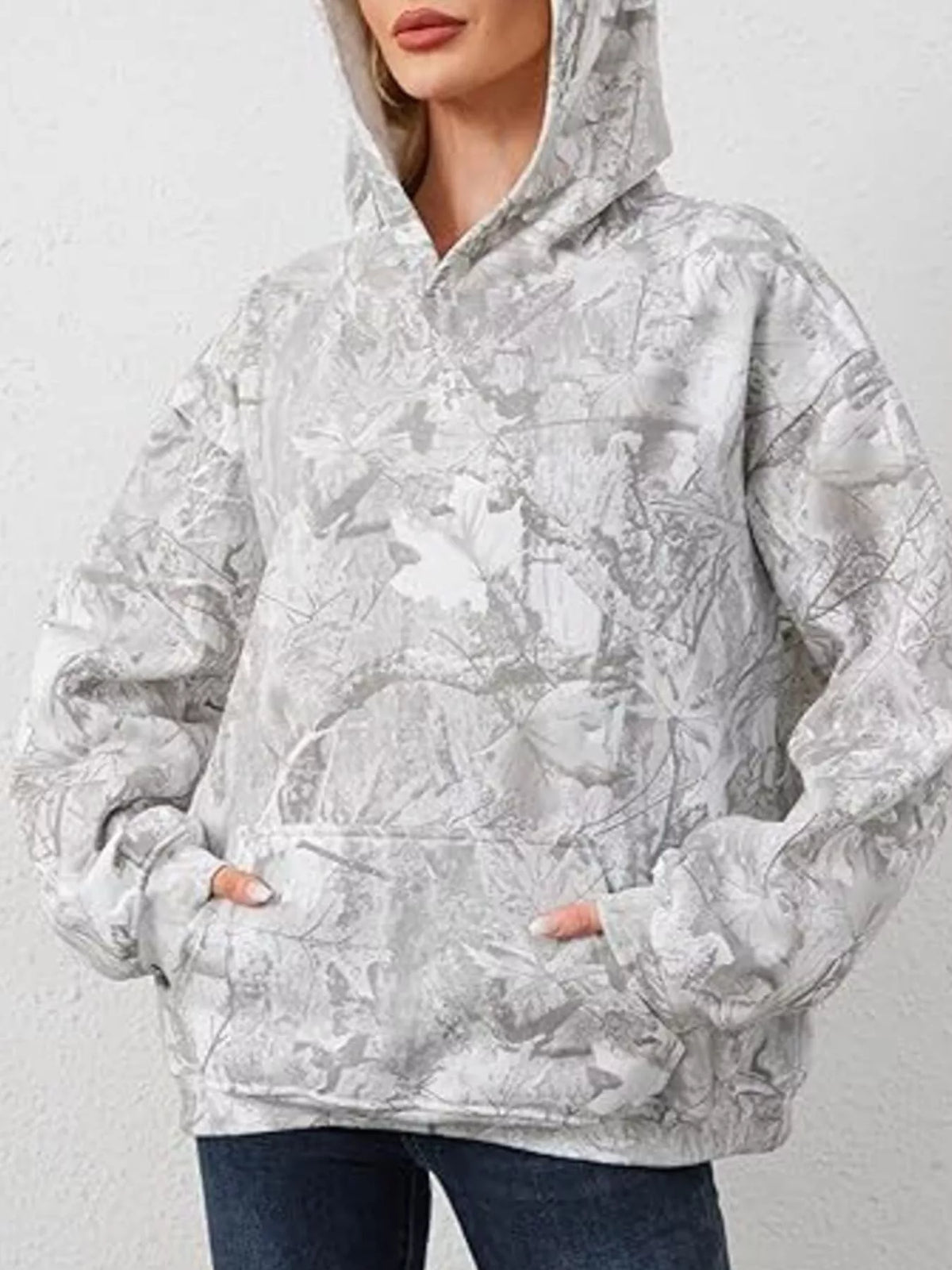 Full Size Kangaroo Pocket Long Sleeve Hoodie Plus (2)