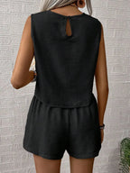 Round Neck Sleeveless Top Shorts Set (8)