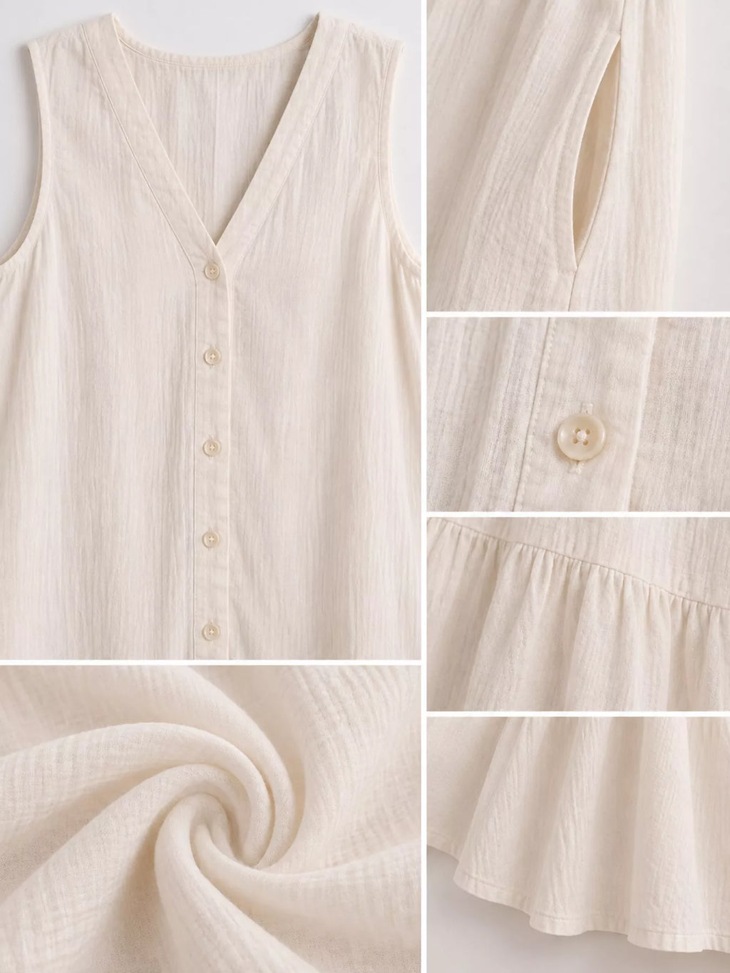 Full Size V-neck Button Front Sleeveless Midi Dress Plus (10)