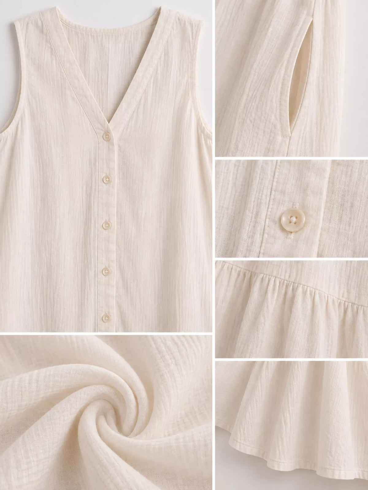 Full Size V-neck Button Front Sleeveless Midi Dress Plus (10)