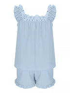 Ruffle Trim Sleeveless Top Shorts Set (29)