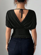 Ruched Surplice Short Sleeve Top (15)