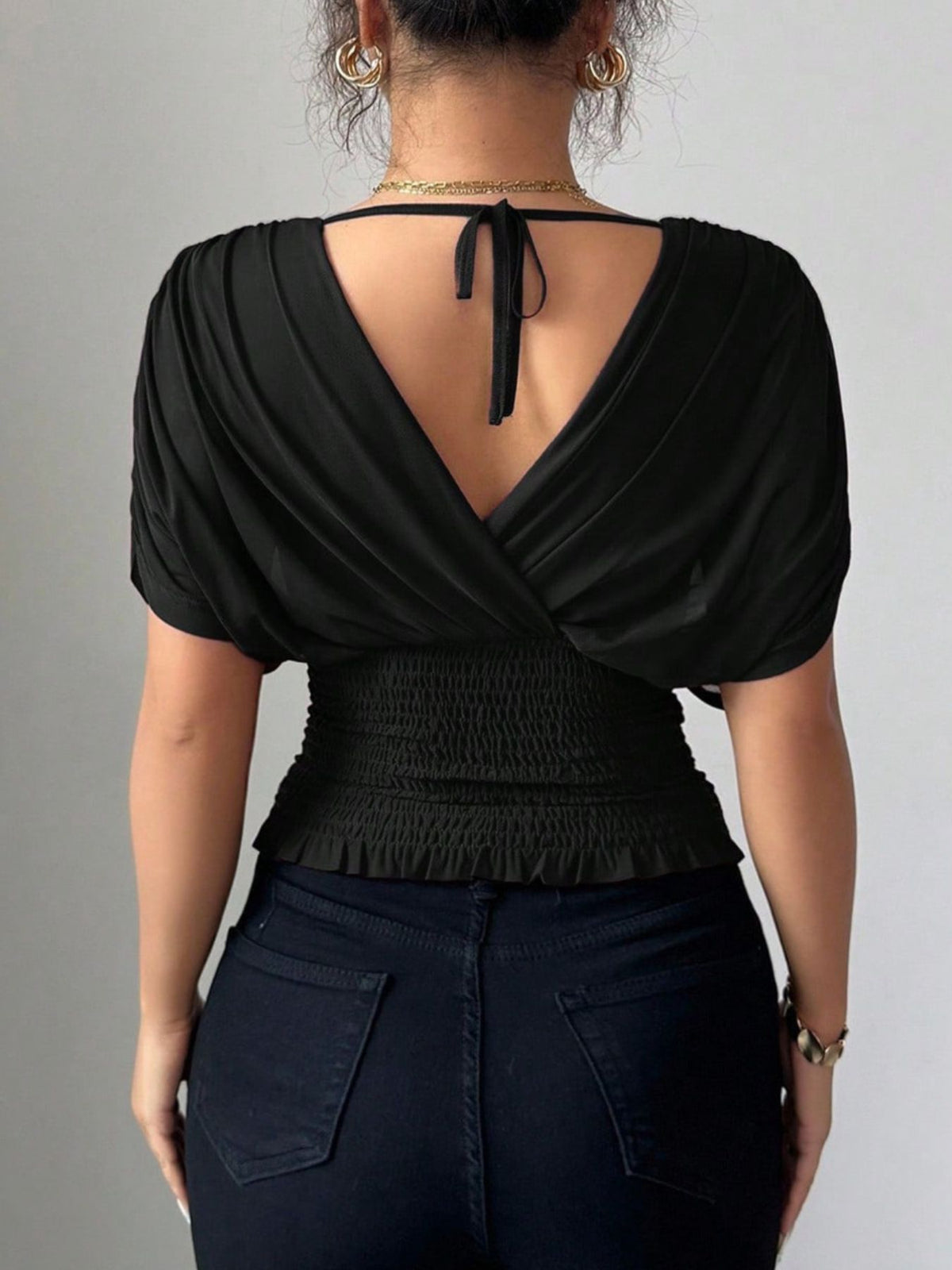 Ruched Surplice Short Sleeve Top (15)