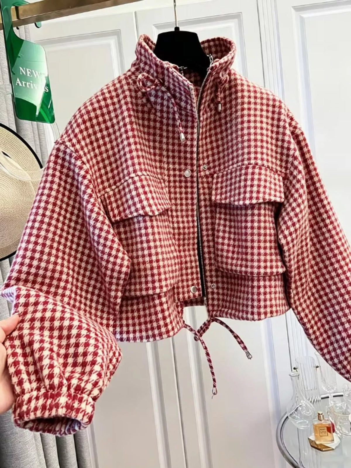 Plaid Cropped Zip-up Jacket (24)