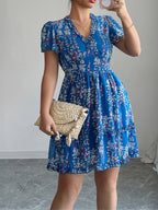 Floral Wrap Dress Flutter Sleeves (4)