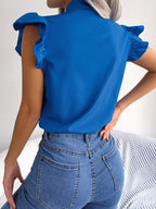 Bow Tie Ruffle Sleeve Blouse (15)