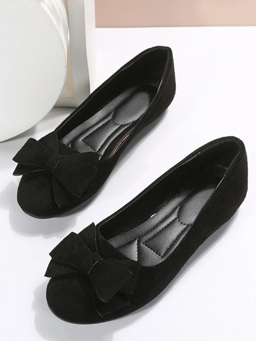 Bow Solid Color Round Toe Flat Slip-ons (7)