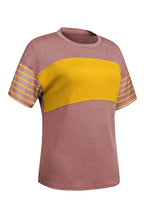Striped Round Neck Short Sleeve T-shirt (14)