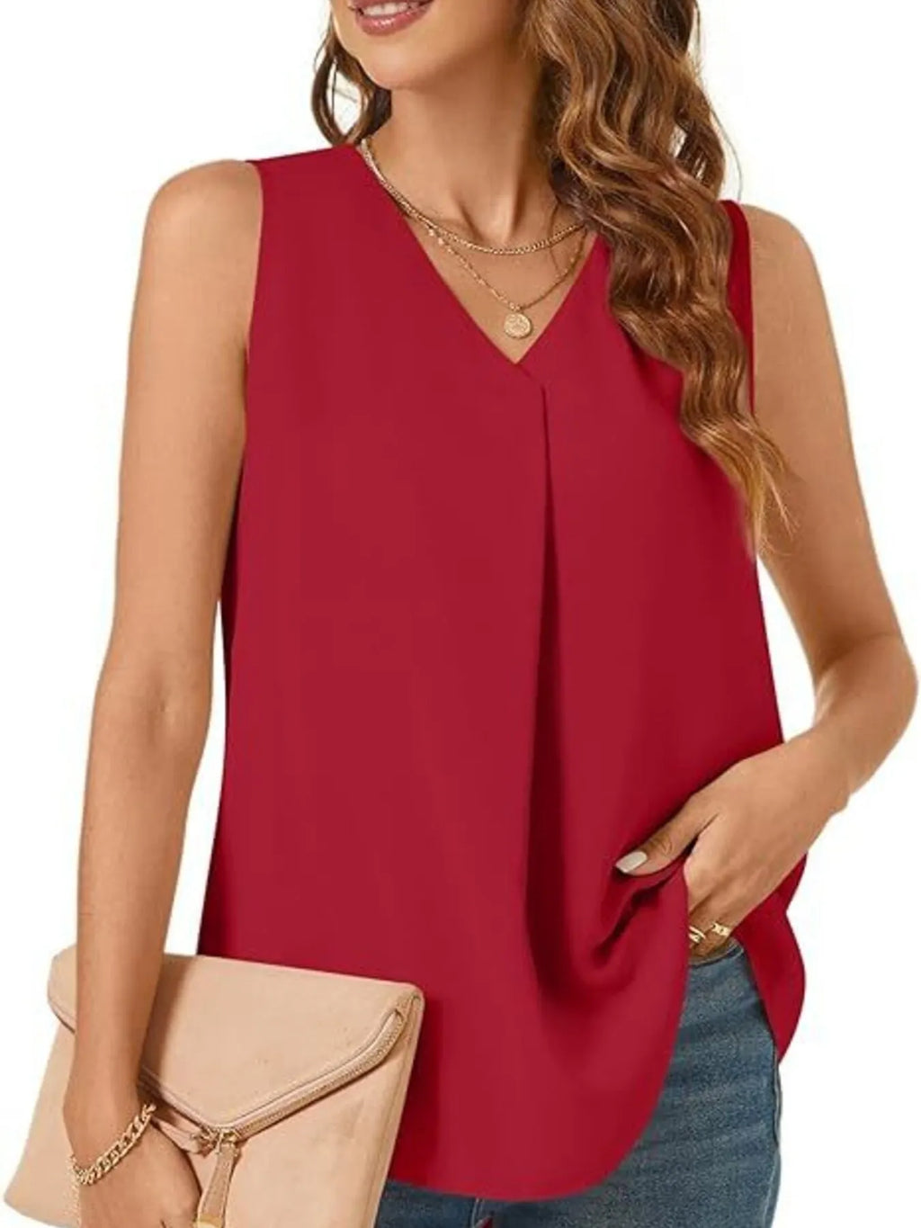 Full Size V-neck Sleeveless Tank Top Plus