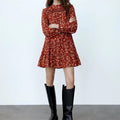 Printed Long Sleeve High Waist Dress variant CJLY138680601AZ|CJLY138680602BY|CJLY138680603CX