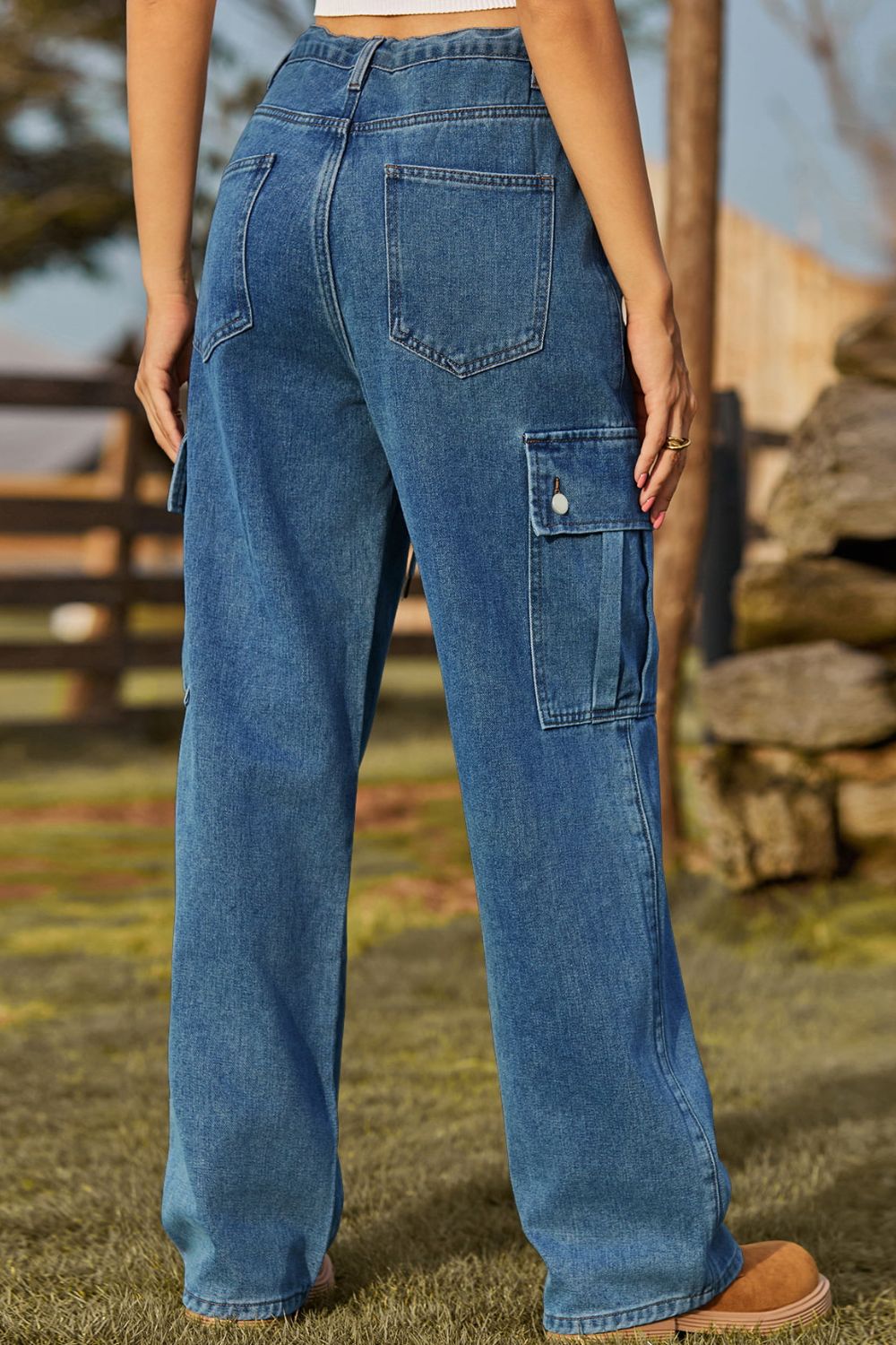 Loose Fit Drawstring Jeans Pocket (2)