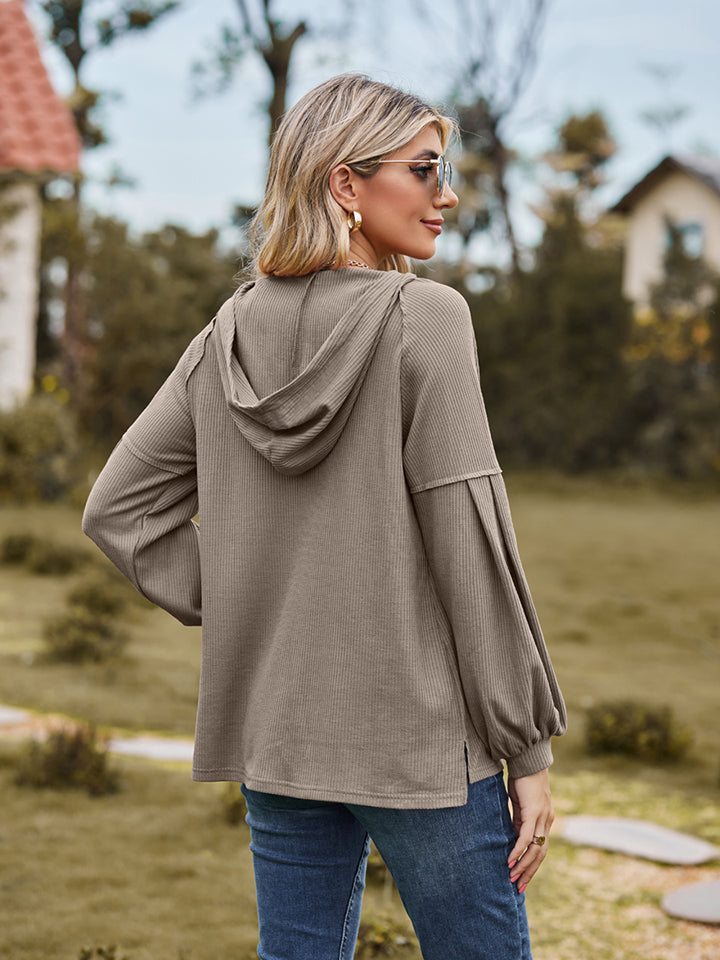 Dropped Shoulder Button-down Hoodie (15)
