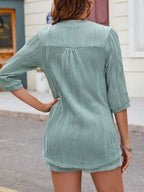 Textured Notched Top Drawstring Shorts Set (12)