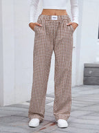 Plaid Wide Leg Casual Pants (9)