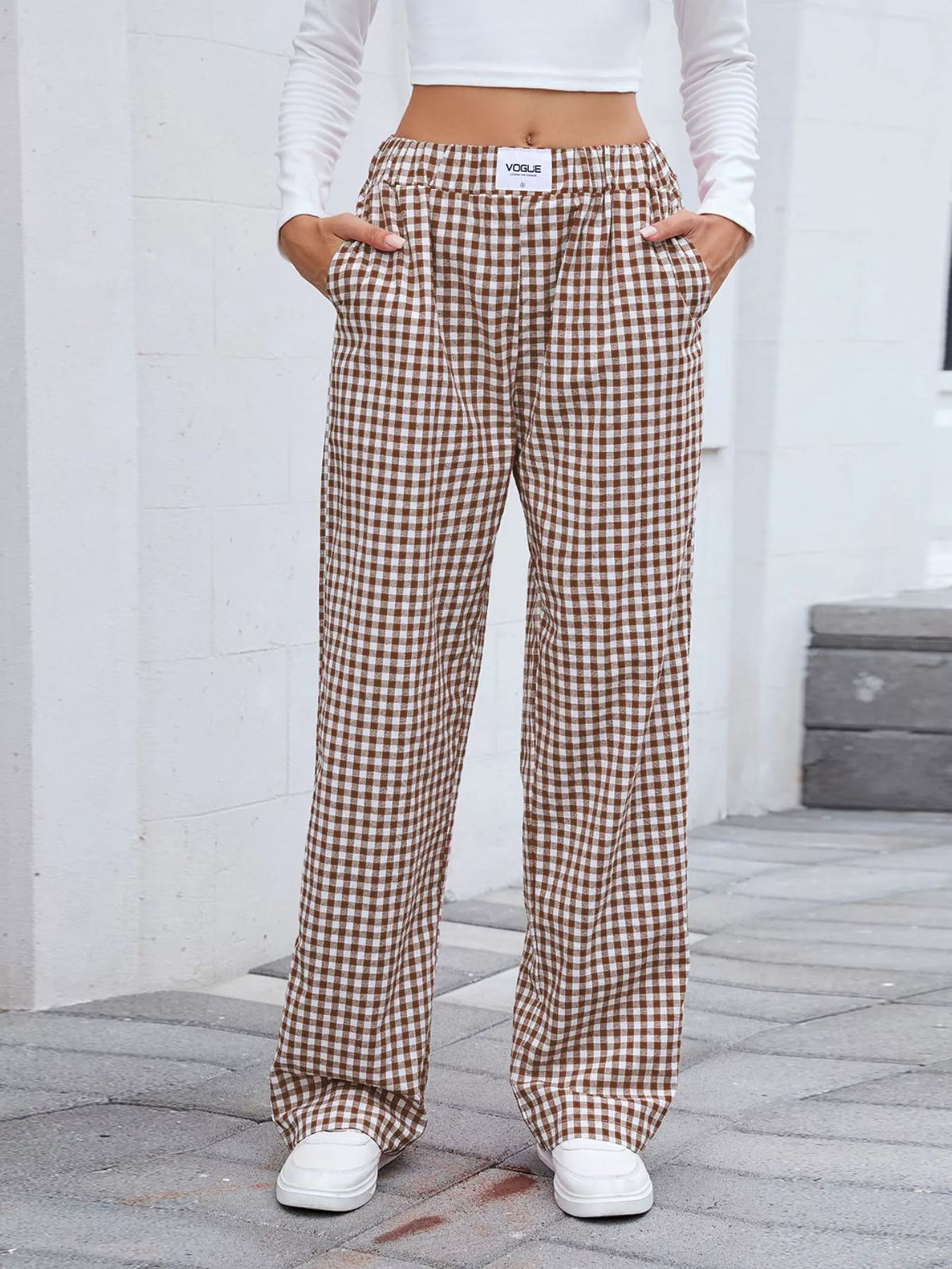 Plaid Wide Leg Casual Pants (9)