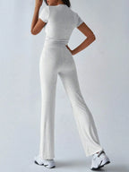 Round Neck Short Sleeve Top Pants Set (5)