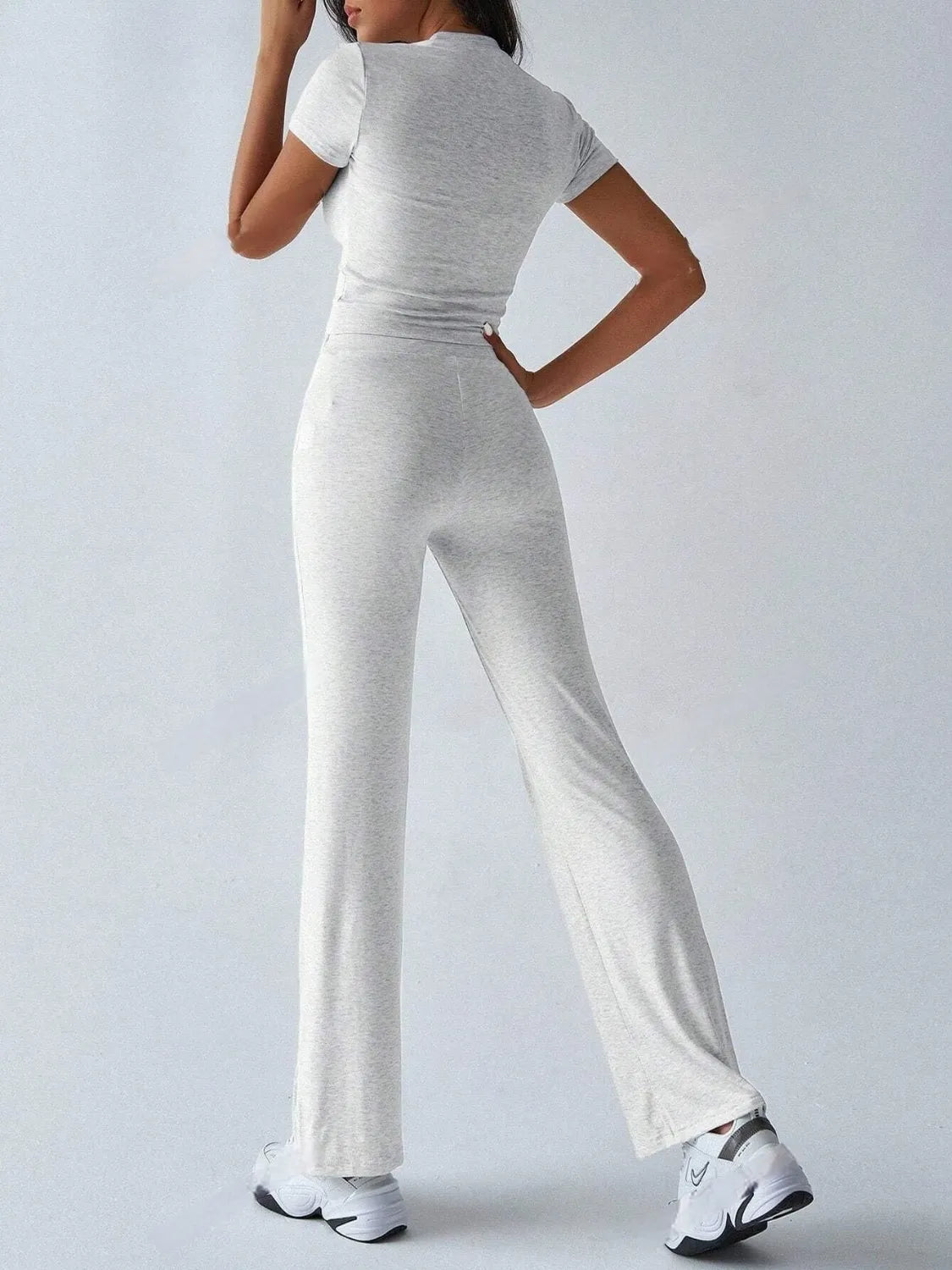 Round Neck Short Sleeve Top Pants Set (5)