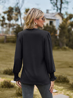 Notched Neck Flounce Sleeve Blouse (12)