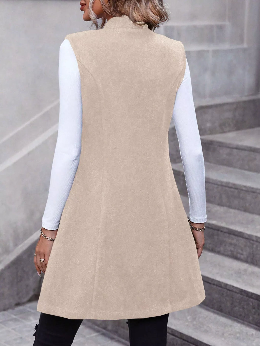 Button-down Longline Vest Coat (4)