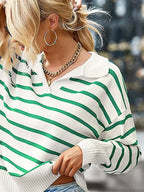 Striped Collared Neck Knit Top (8)