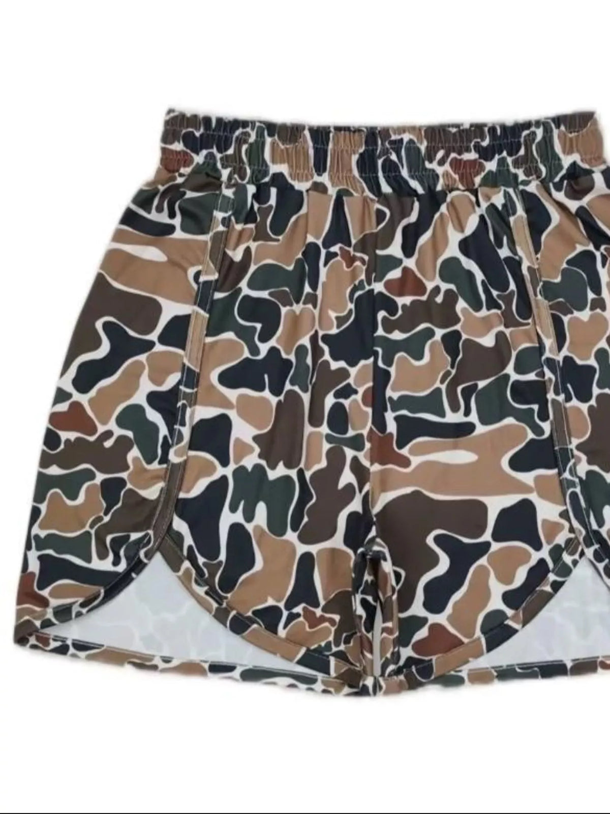 Camo Print Elastic Waist Shorts (6)