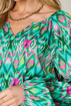 Full Size Printed Balloon Sleeve Blouse (26)